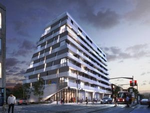 Monza Condos - Street Level View - Exterior Render