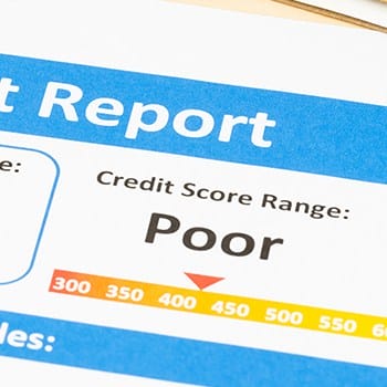 Report showing poor credit